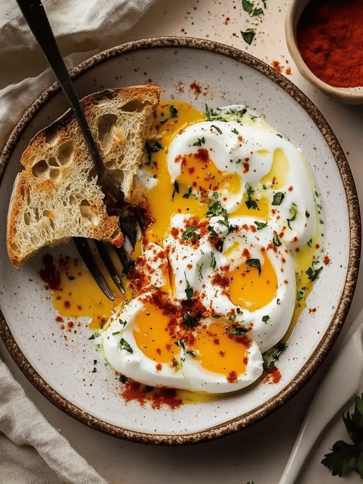 Turkish Eggs with Creamy Yogurt & Butter Sauce