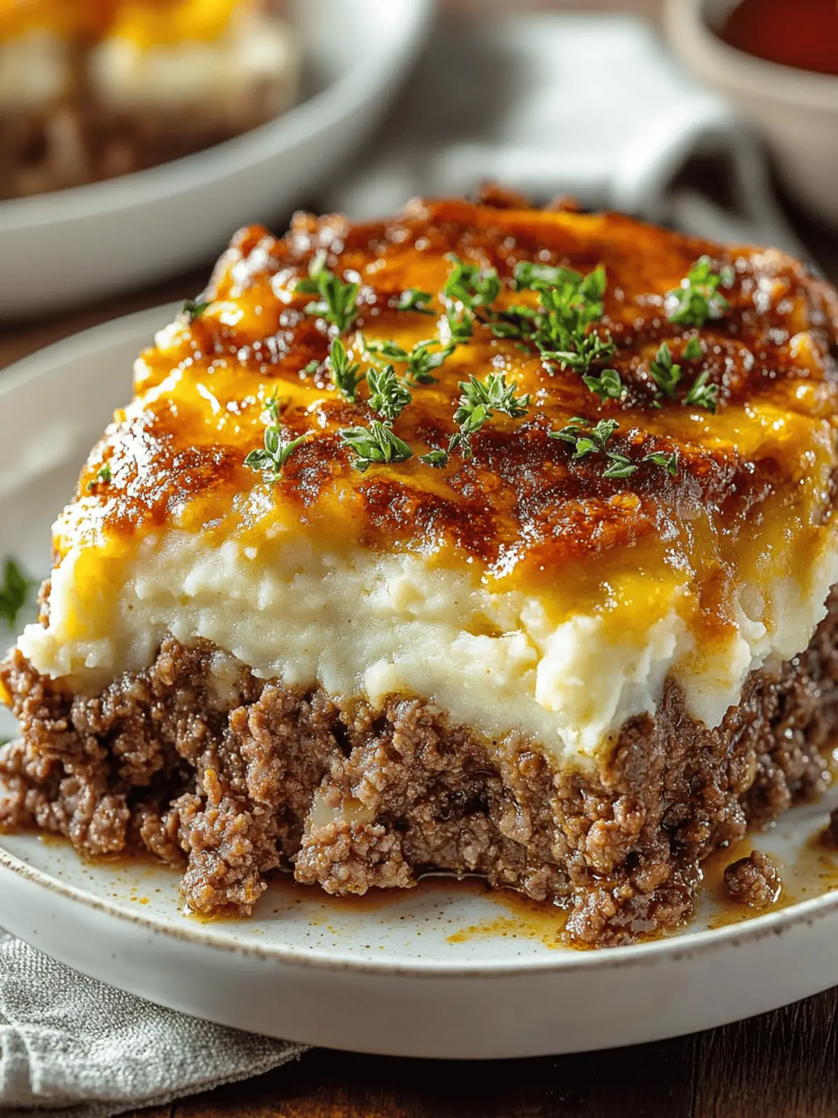 Meatloaf with Mashed Potatoes and Cheese