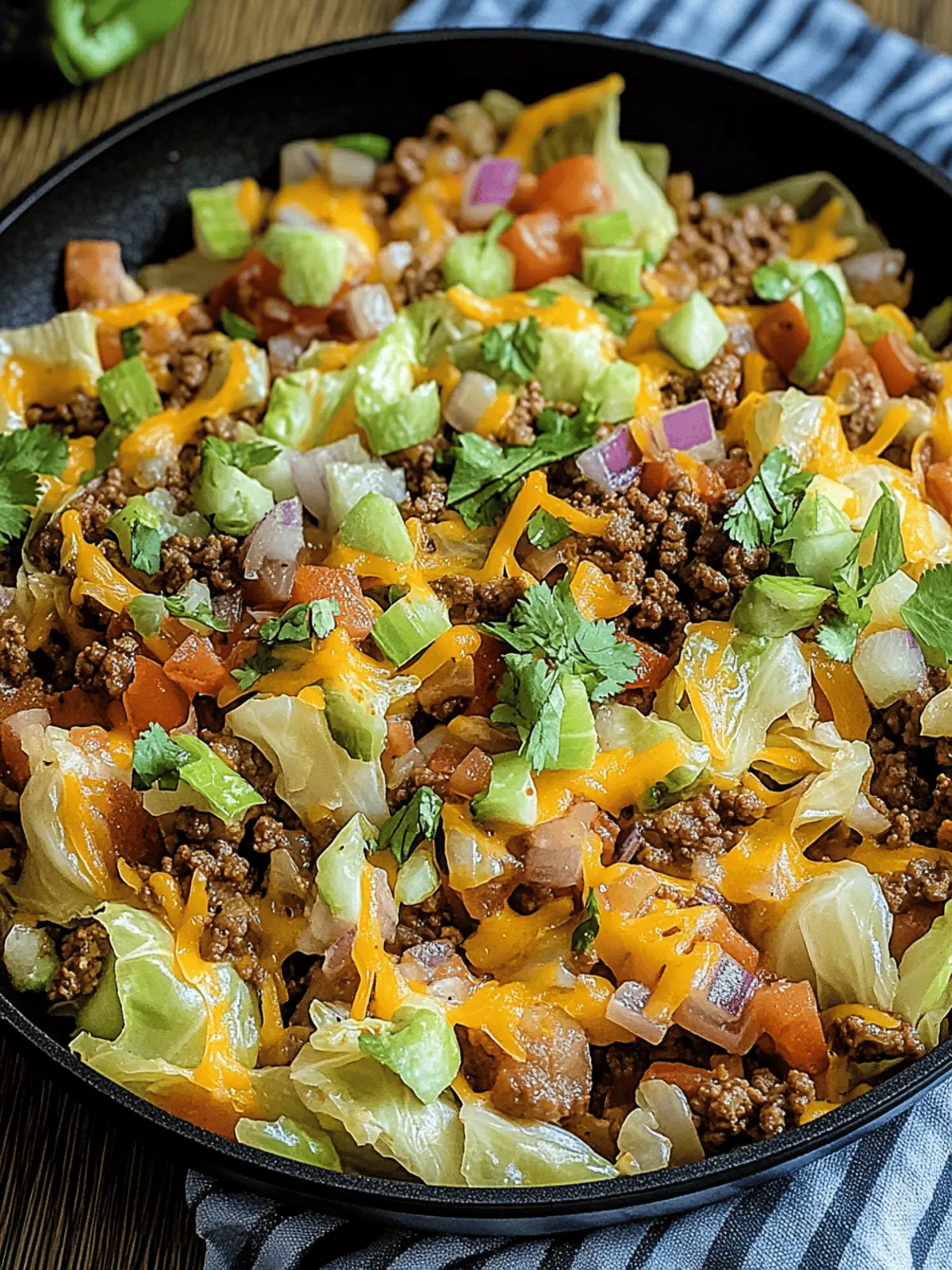 Tex Mex Ground Beef Cabbage Skillet