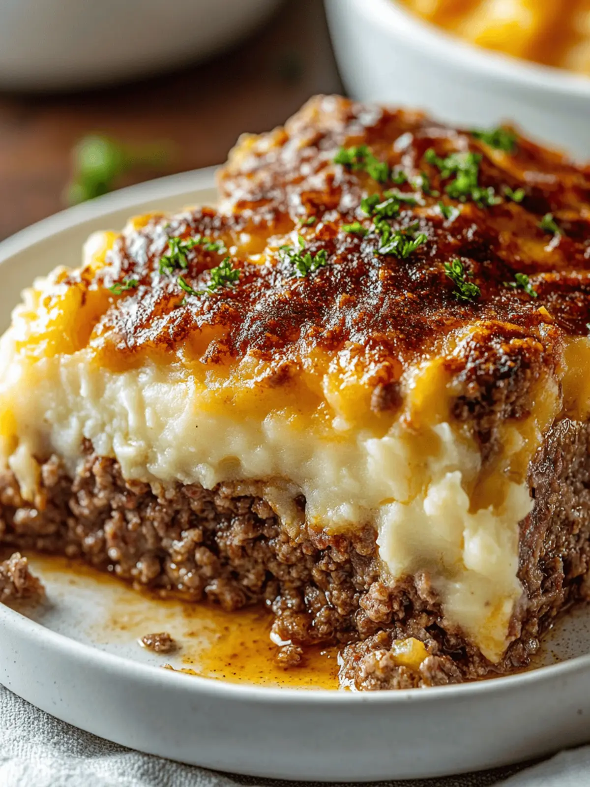 Meatloaf with Mashed Potatoes and Cheese