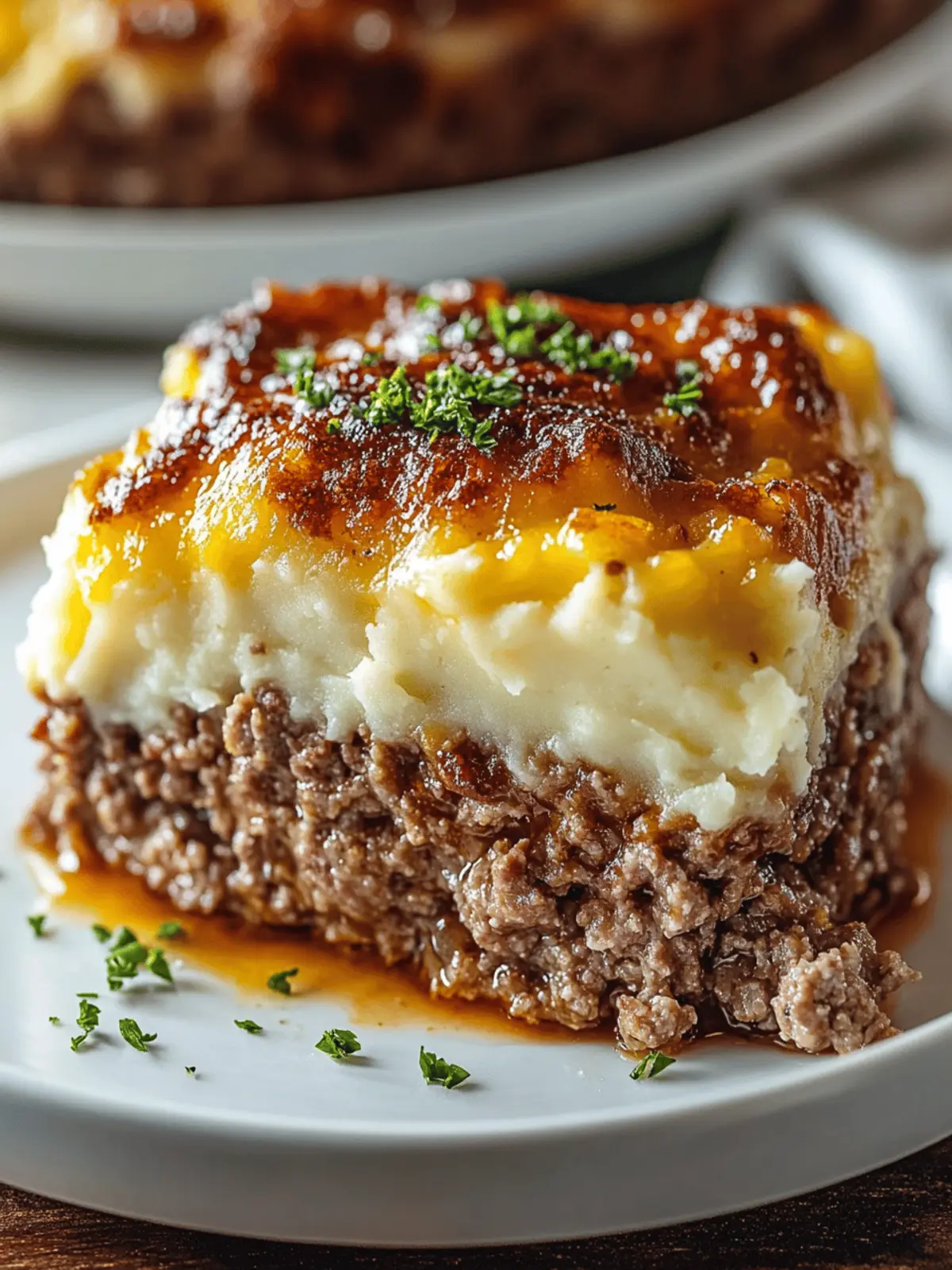 Meatloaf with Mashed Potatoes and Cheese