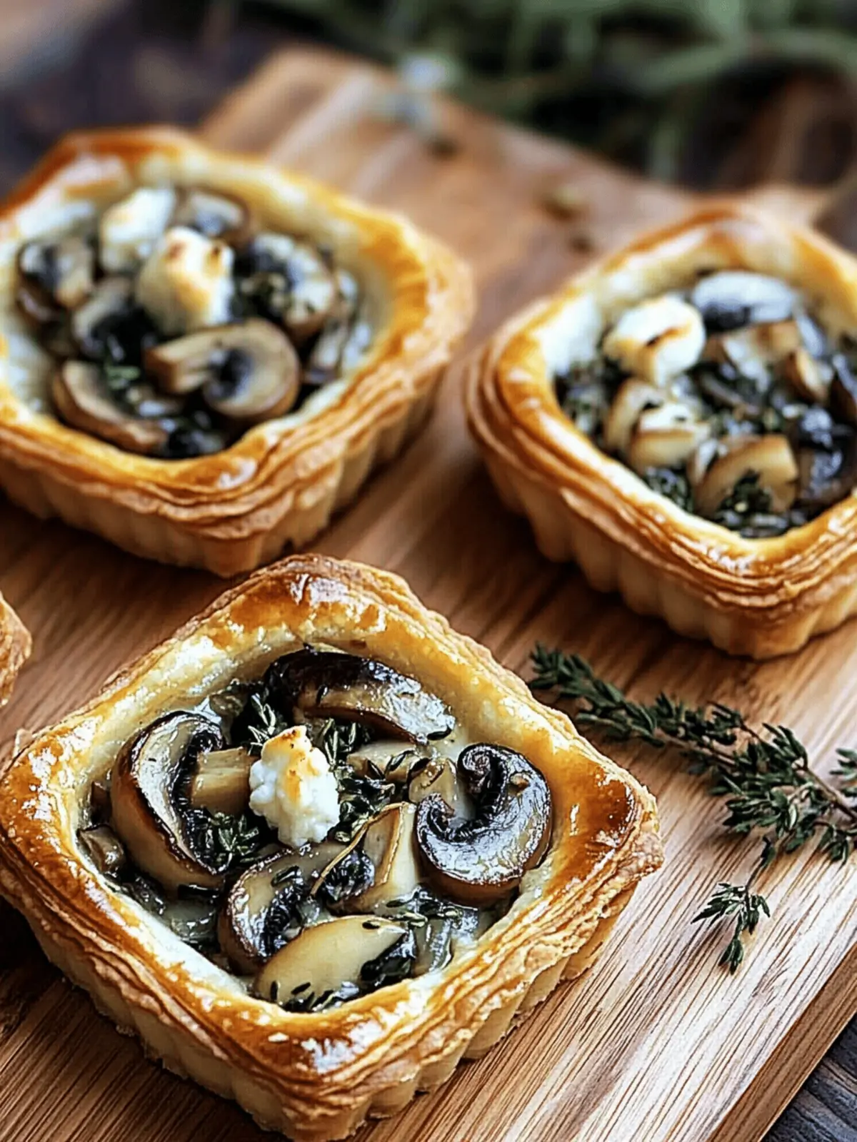 Mushroom Shallot Herbed Goat Cheese Tarts