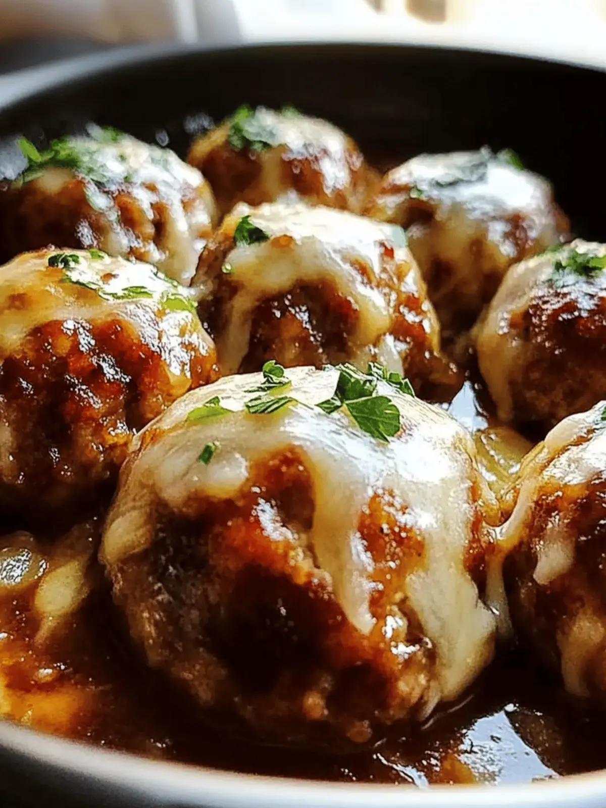 Crockpot French Onion Meatballs
