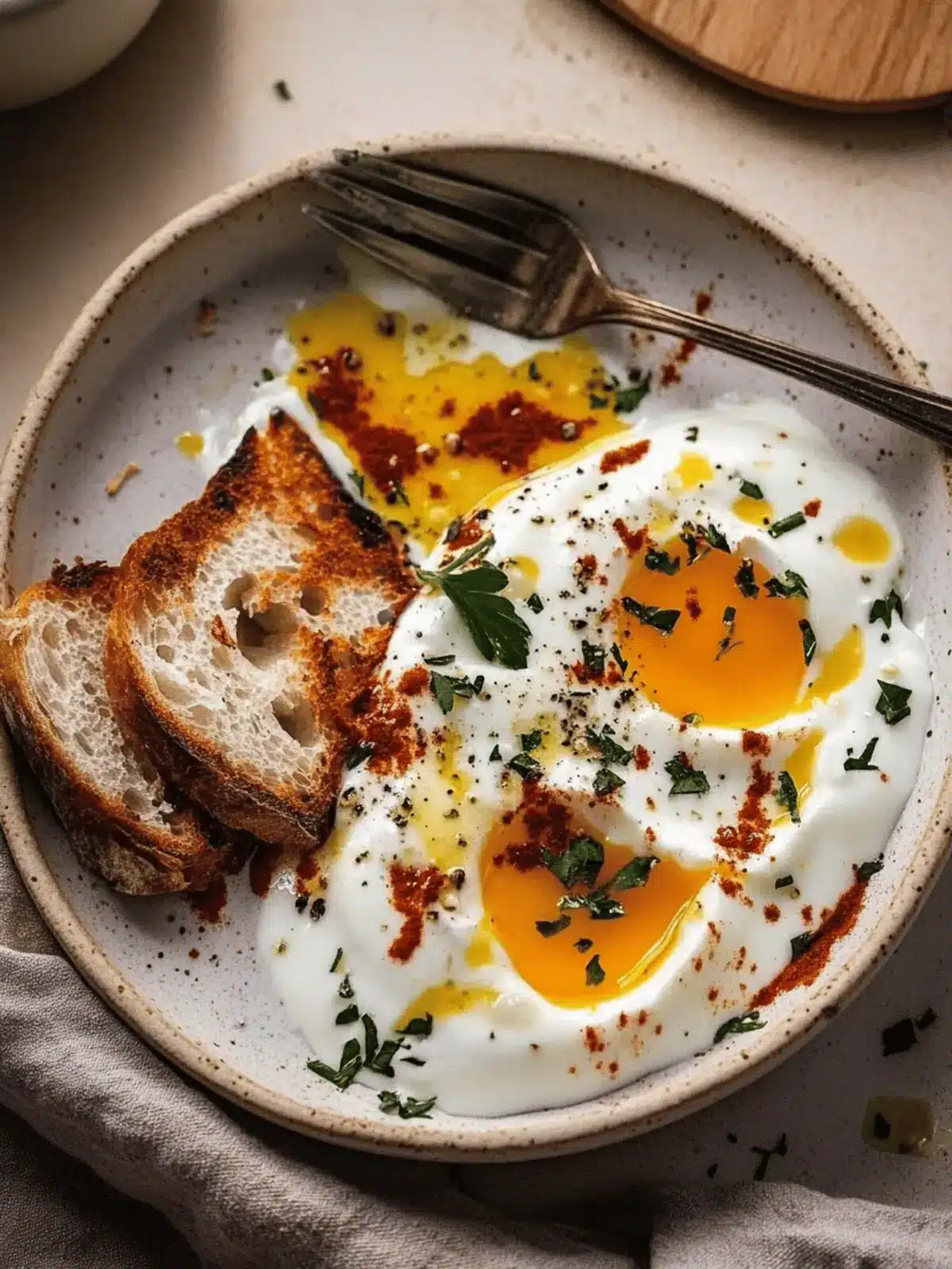 Turkish Eggs with Creamy Yogurt & Butter Sauce