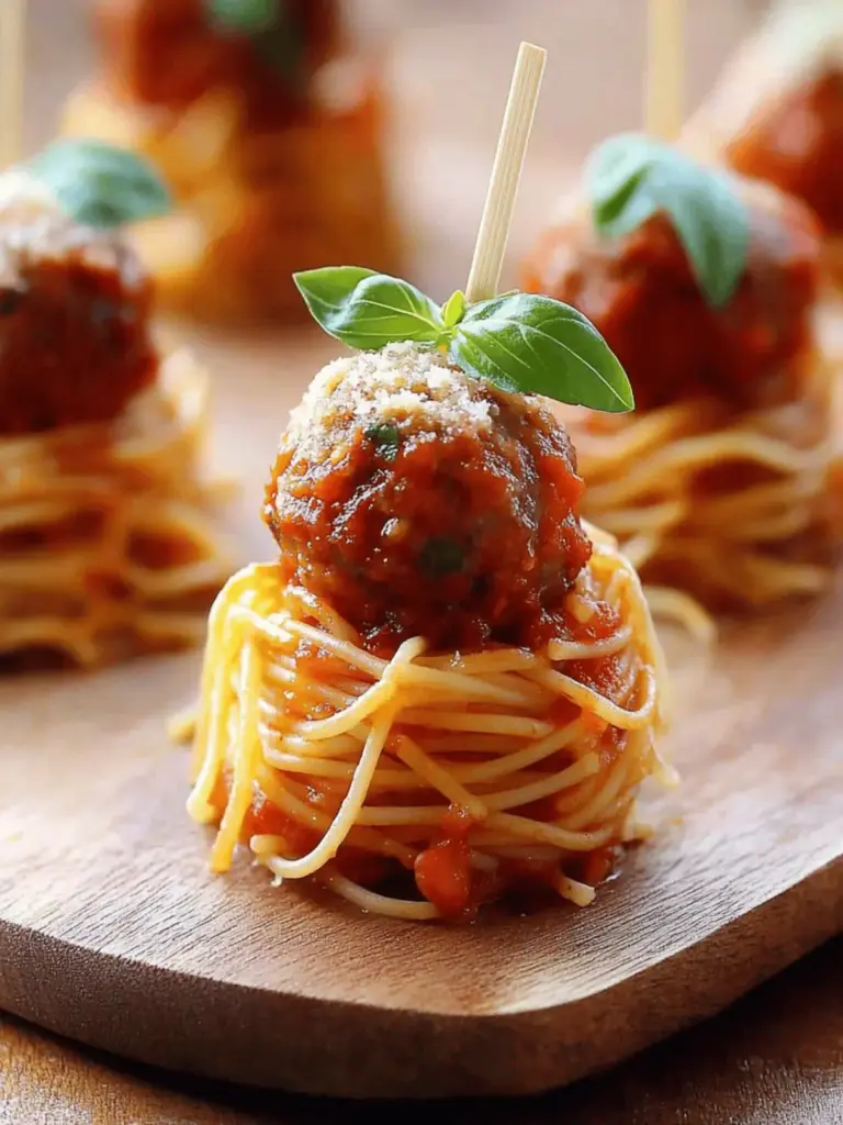 Mini Spaghetti and Meatball Bites