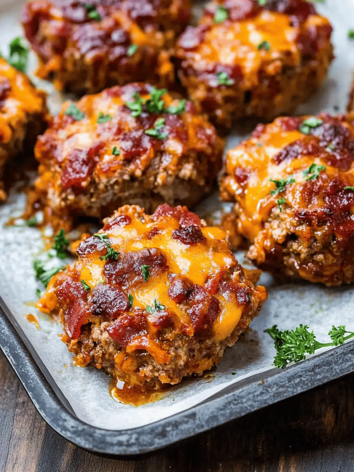 Mini BBQ Bacon Cheddar Meatloaf