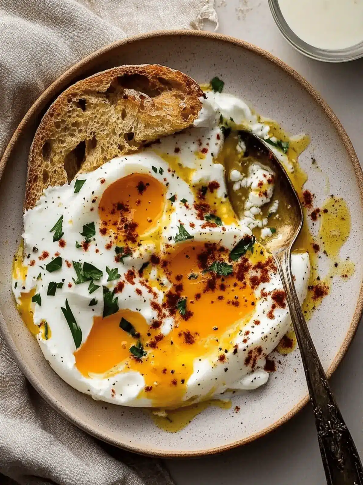 Turkish Eggs with Creamy Yogurt & Butter Sauce