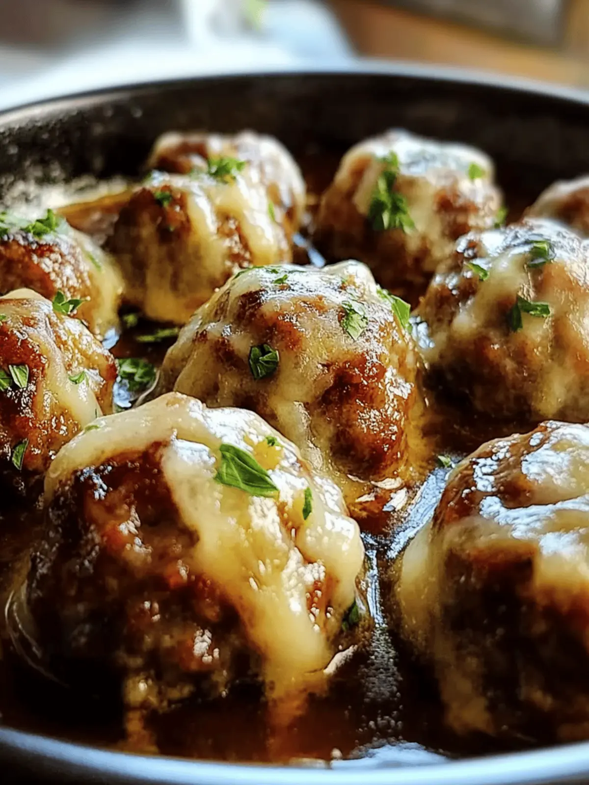 Crockpot French Onion Meatballs