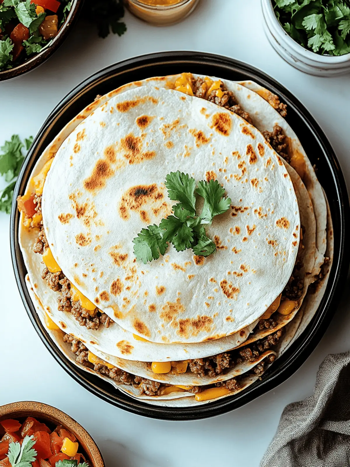 Cheesy Ground Beef Quesadillas
