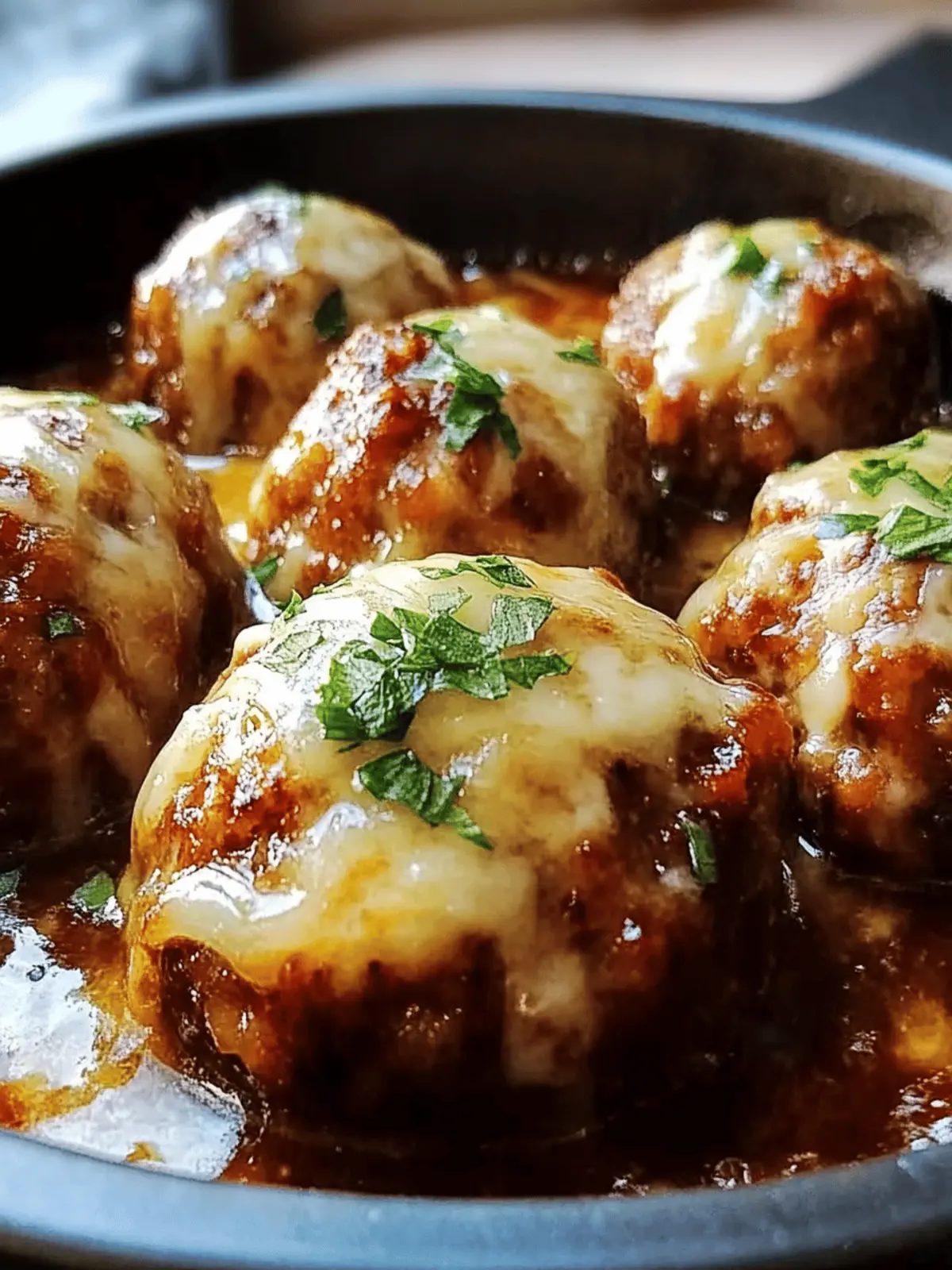 Crockpot French Onion Meatballs