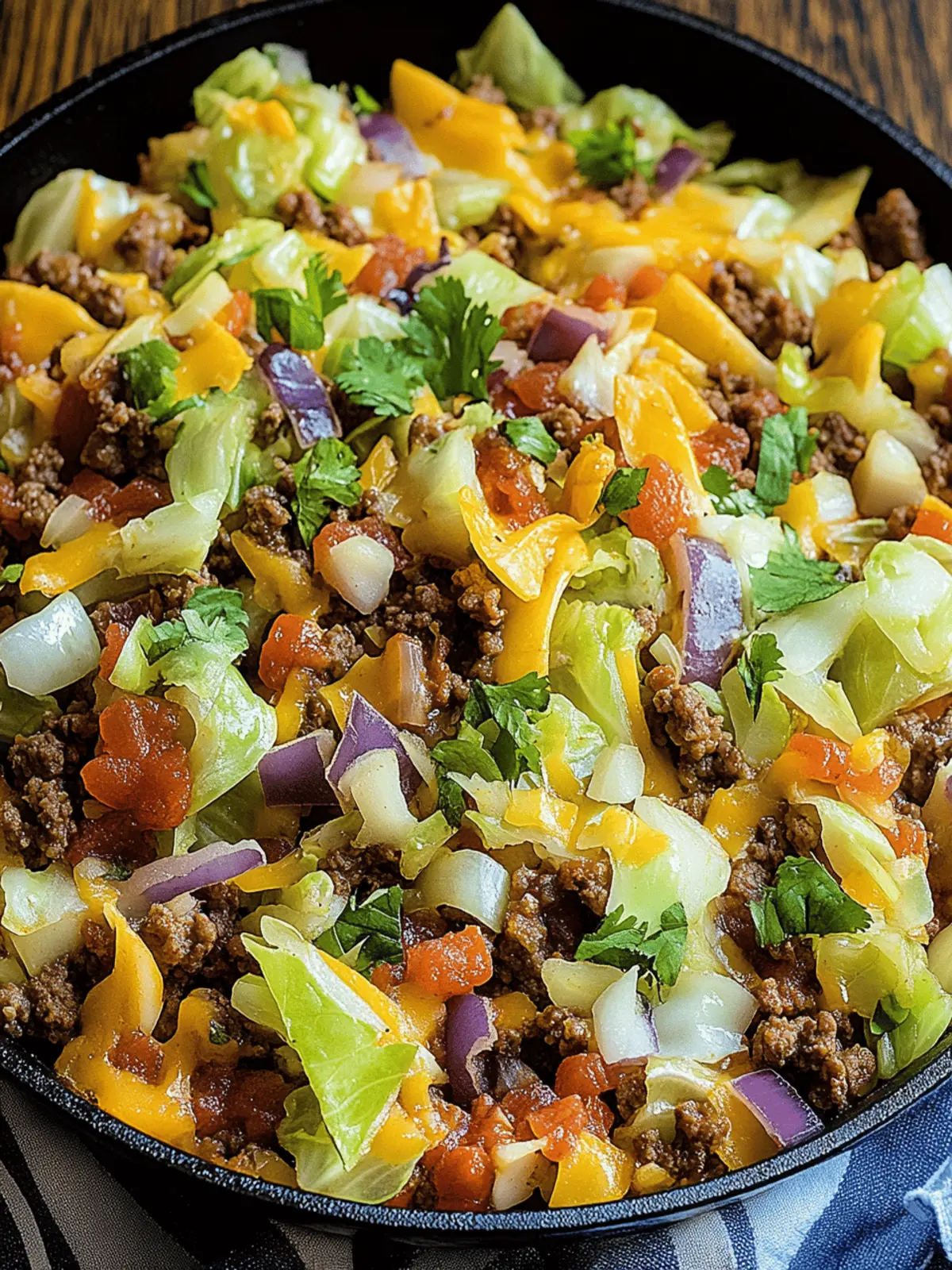 Tex Mex Ground Beef Cabbage Skillet