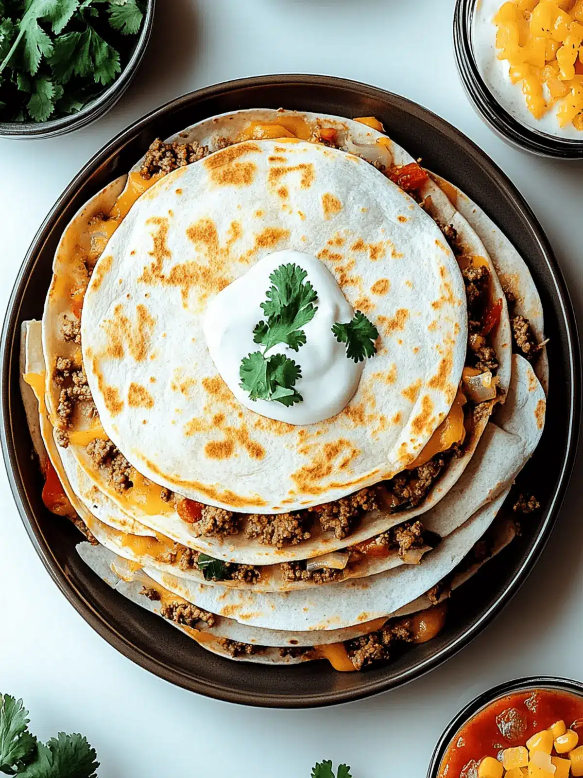 Cheesy Ground Beef Quesadillas