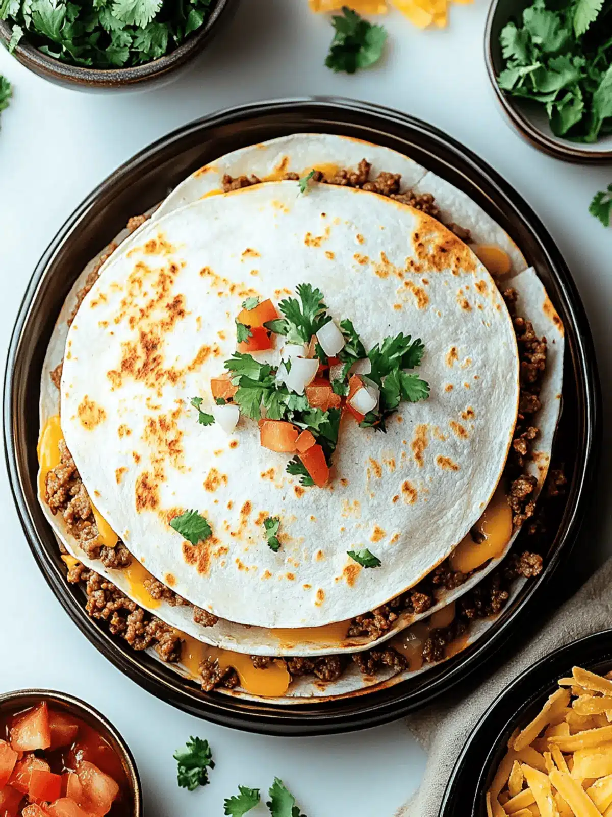 Cheesy Ground Beef Quesadillas