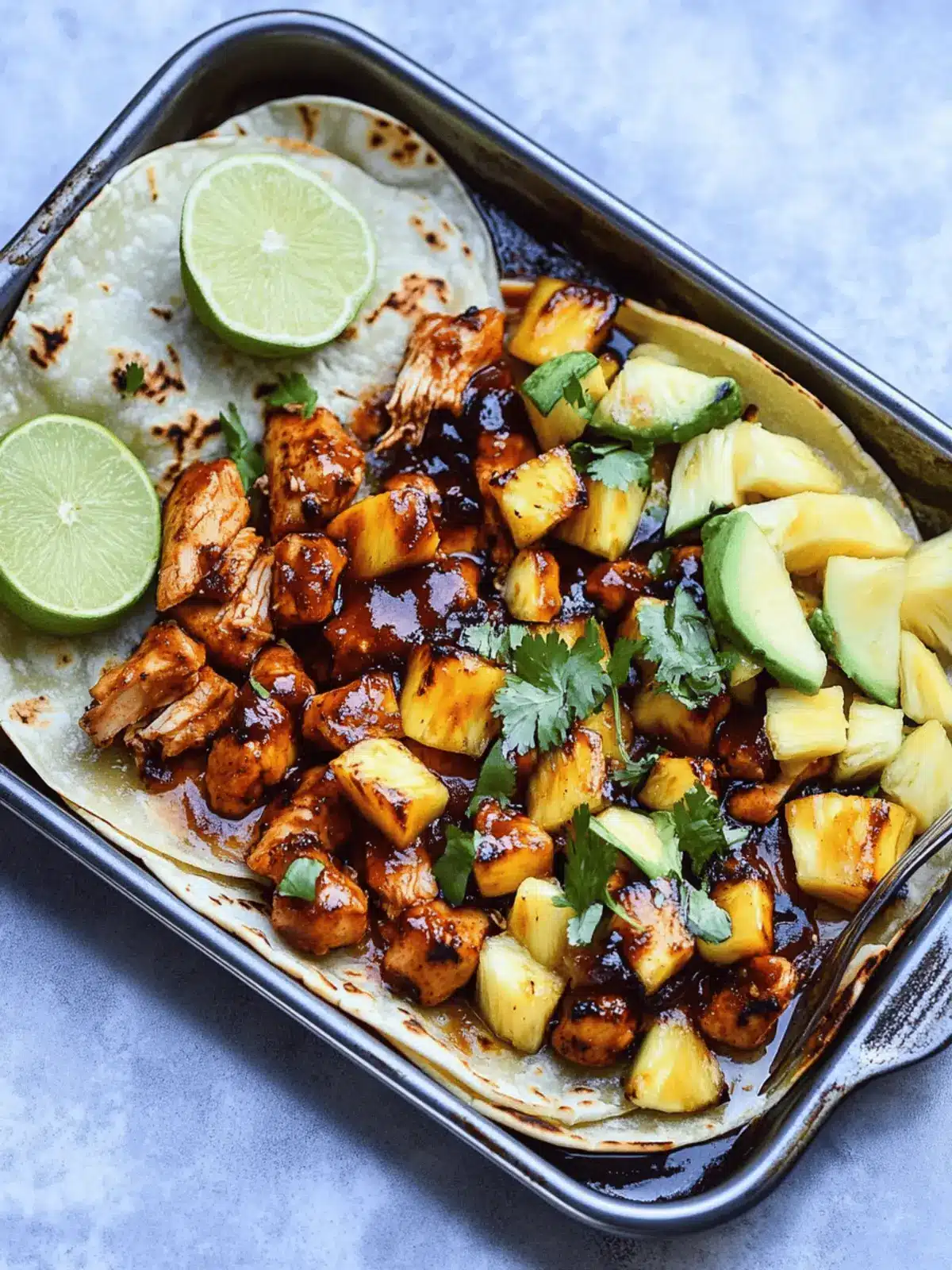 One Pan Chicken and Pineapple Tacos