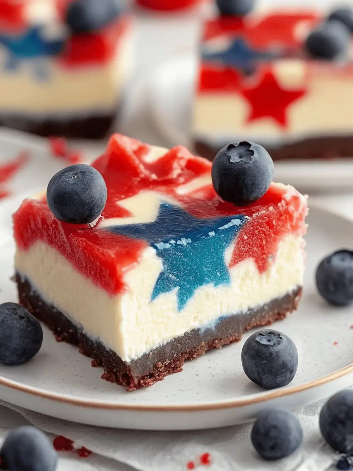 Creamy Red White and Blue Cheesecake Bars