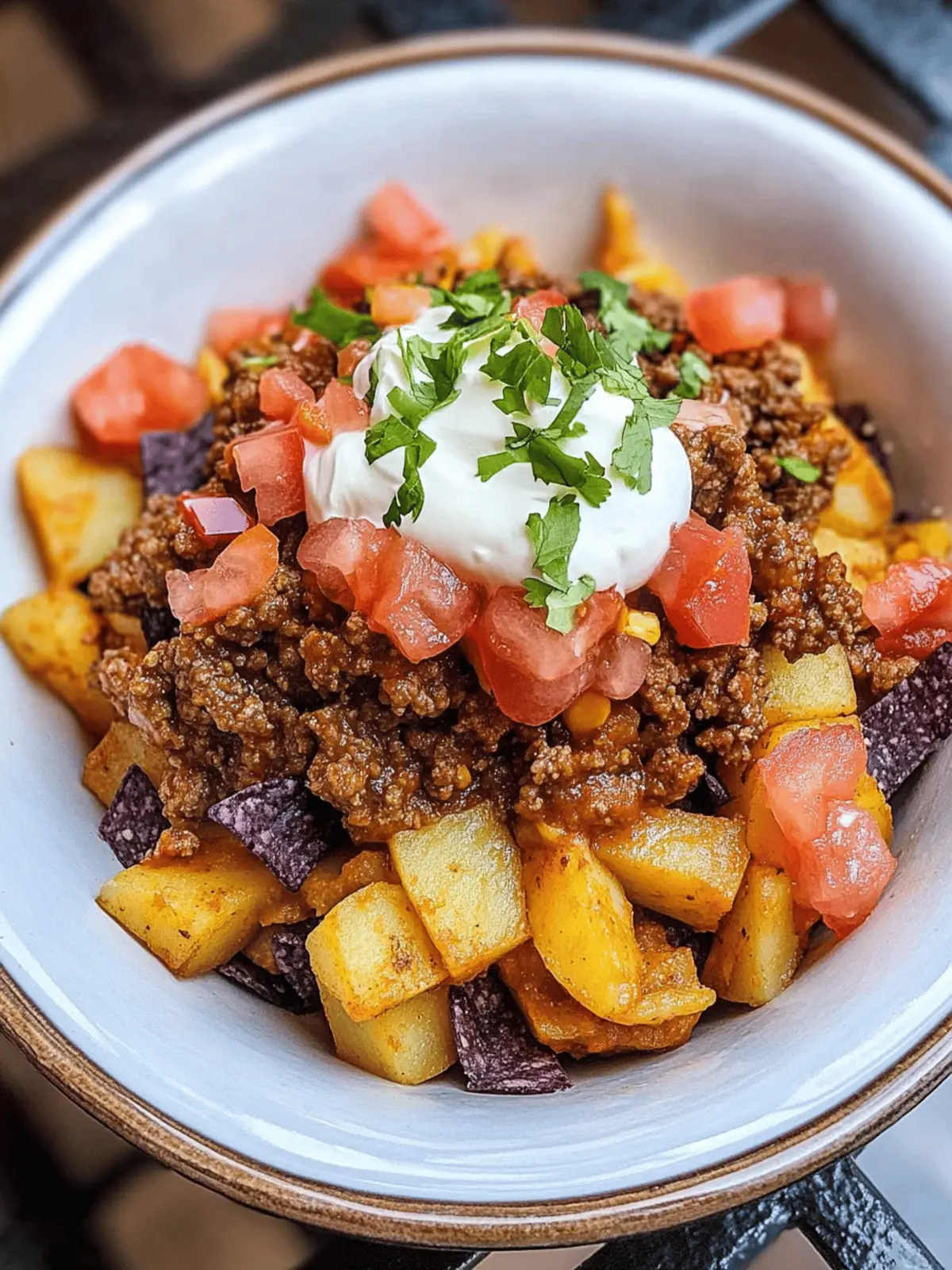 Ground Beef and Potato Taco Bowl