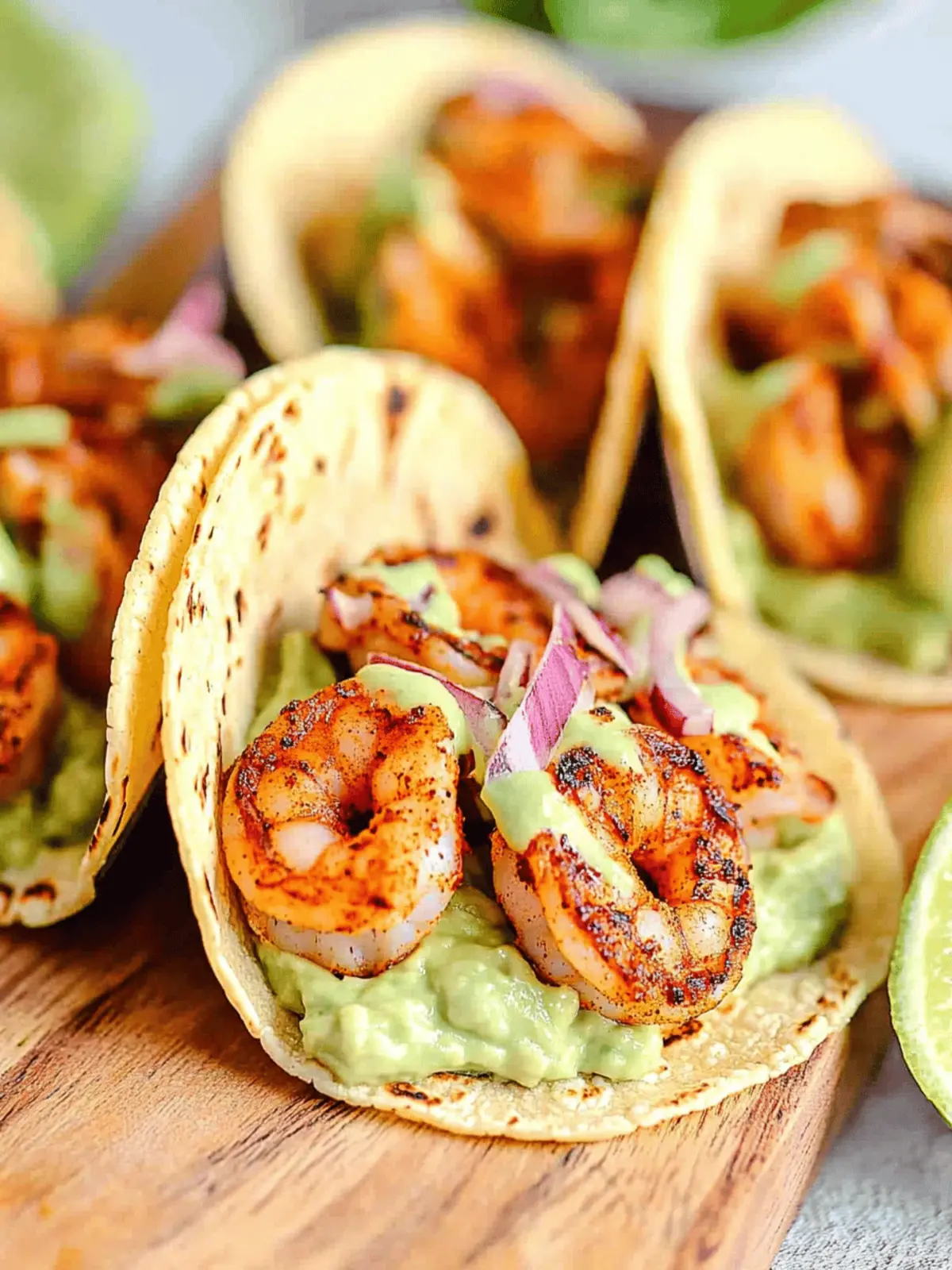 Spicy Shrimp Tacos with Avocado Crema