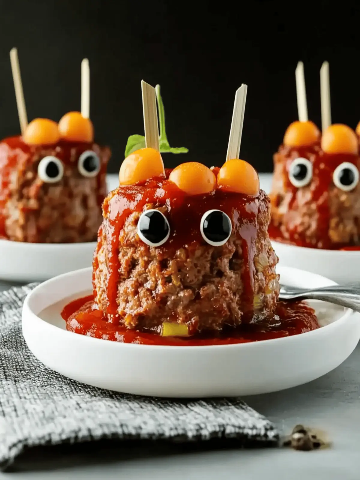 Mini Monster Meatloaf Halloween Dinner Recipe