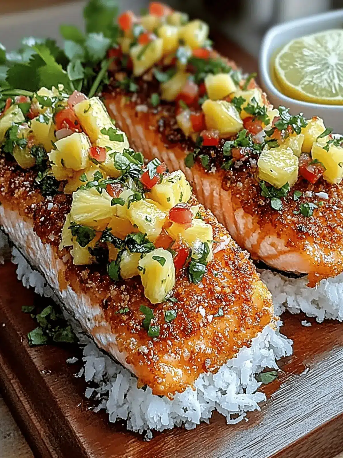 Coconut Crusted Salmon with Pineapple Salsa
