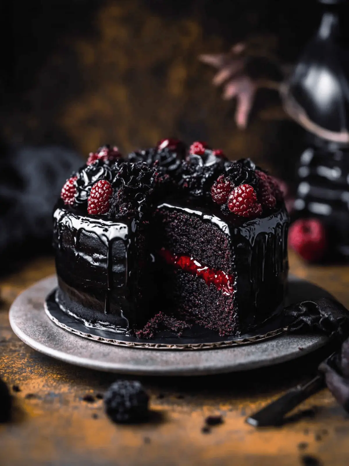 Black Velvet Halloween Cake