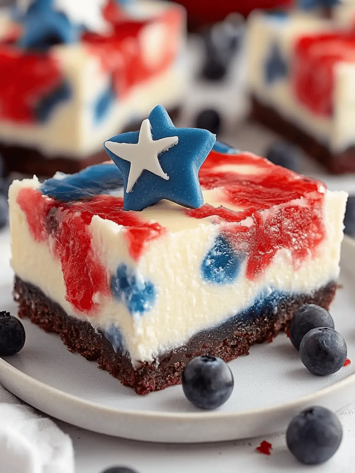 Creamy Red White and Blue Cheesecake Bars