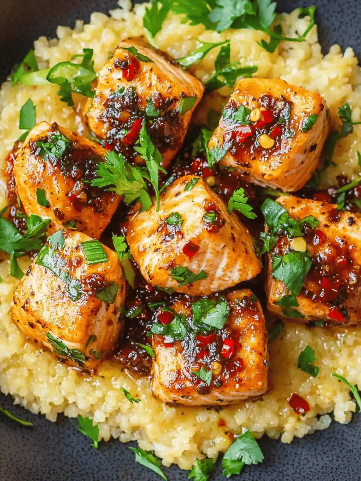 Salmon Bites With Spicy Chili Crisp Sauce