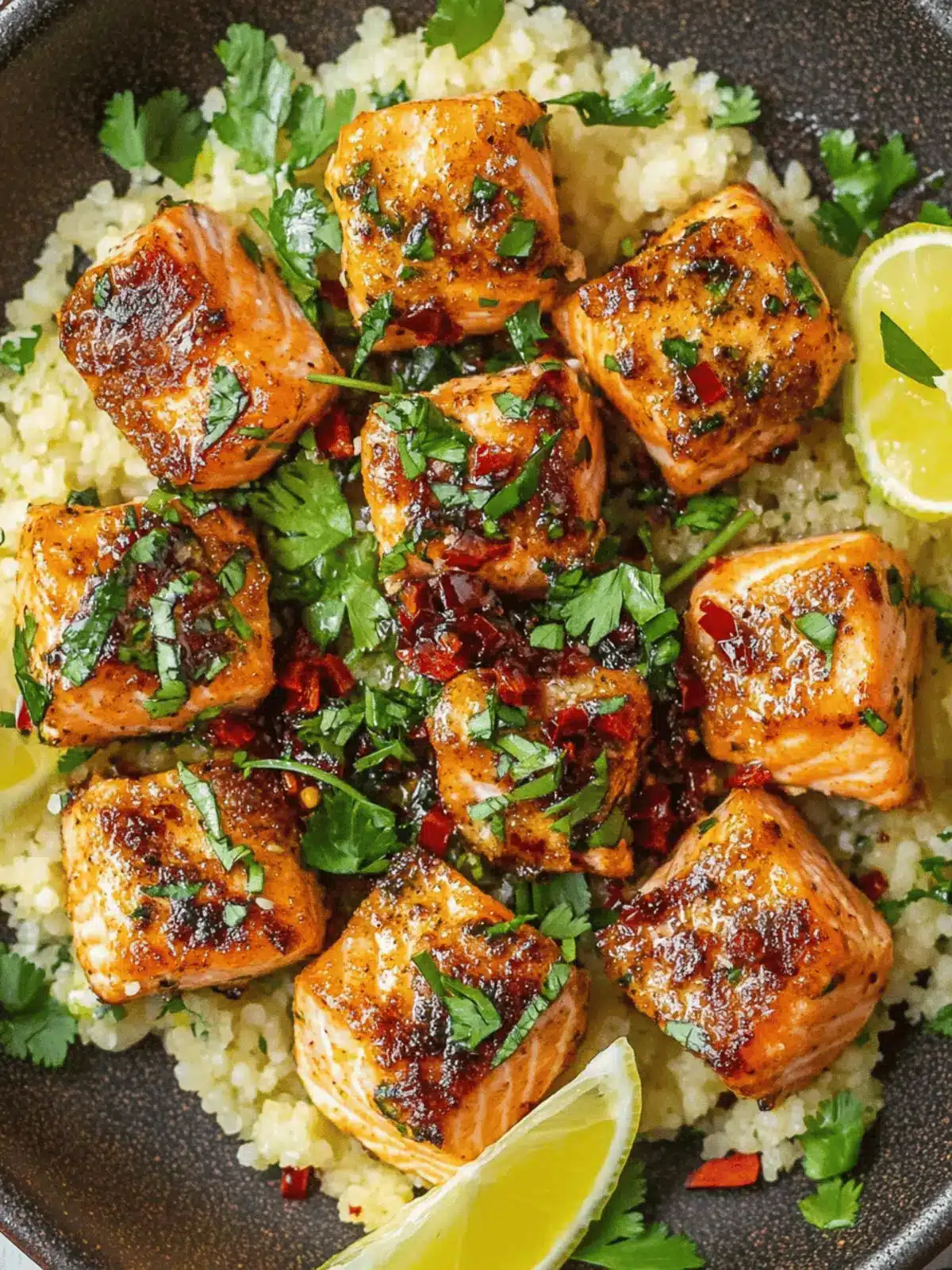 Salmon Bites With Spicy Chili Crisp Sauce
