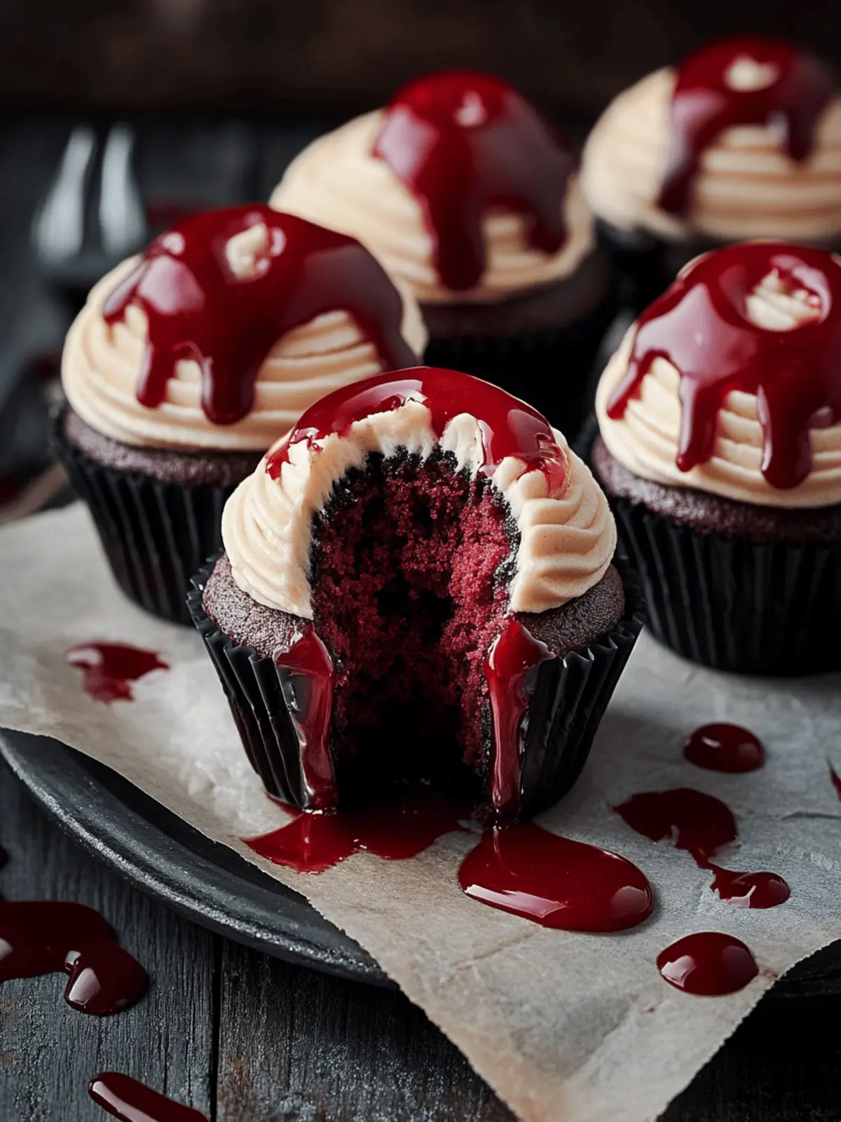Vampire Bite Halloween Cupcakes
