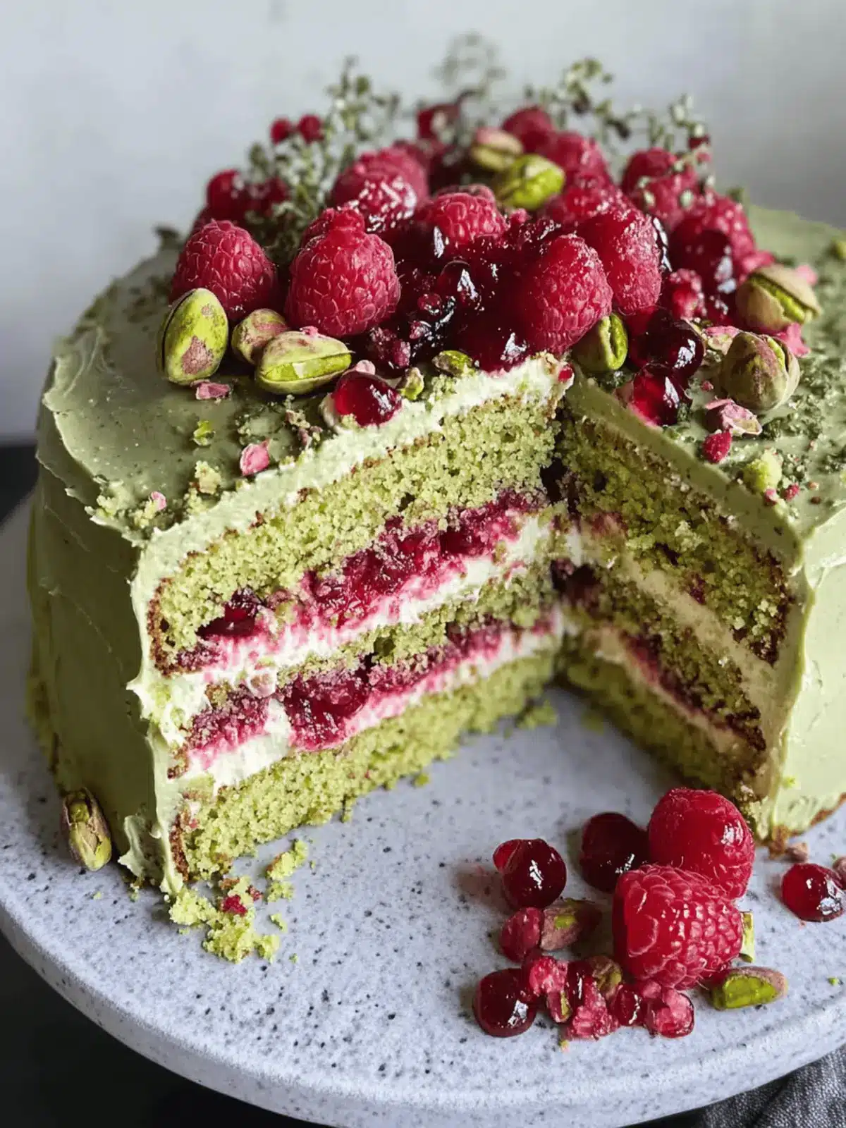 Pistachio Raspberry Cake