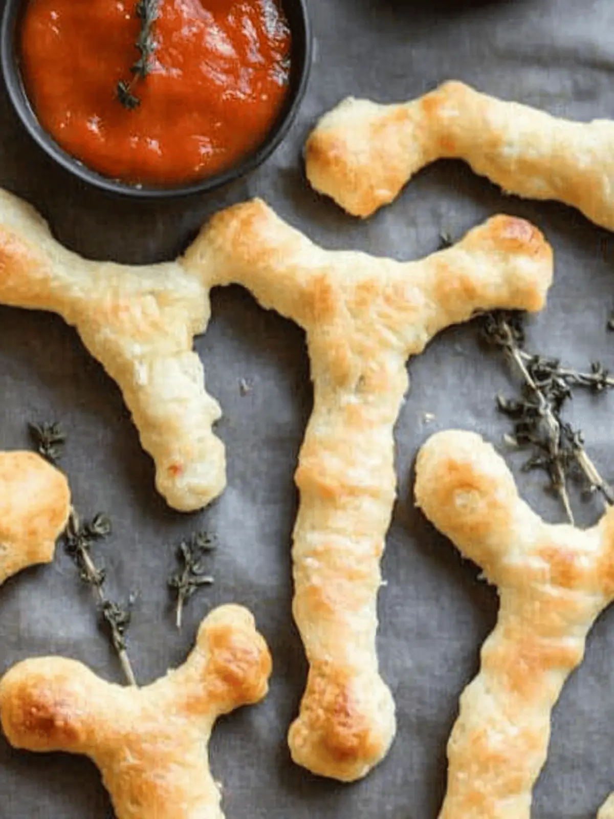 Cheesy Halloween Breadstick Bones