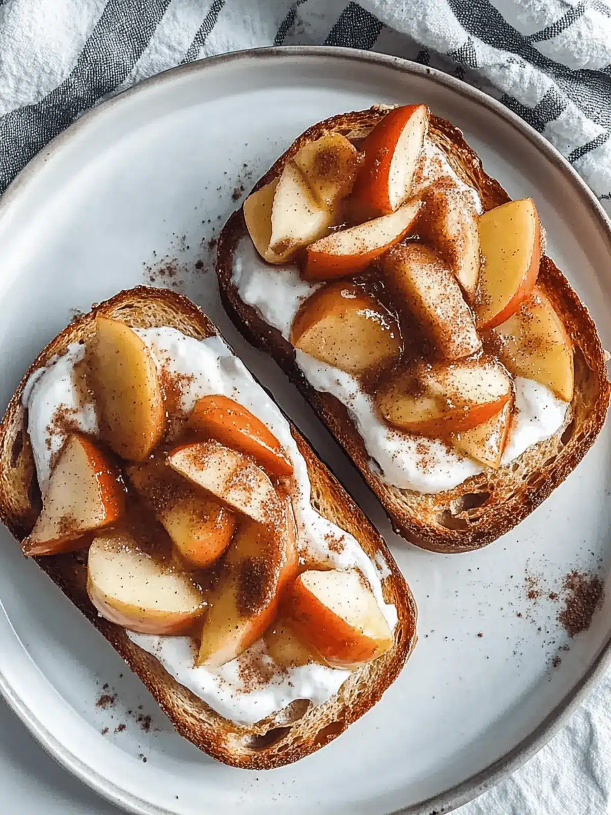 Sautéed Cinnamon Apples and Yogurt Toast