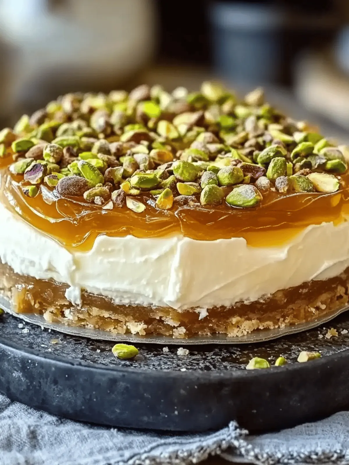 Honey Pistachio Baklava Cheesecake