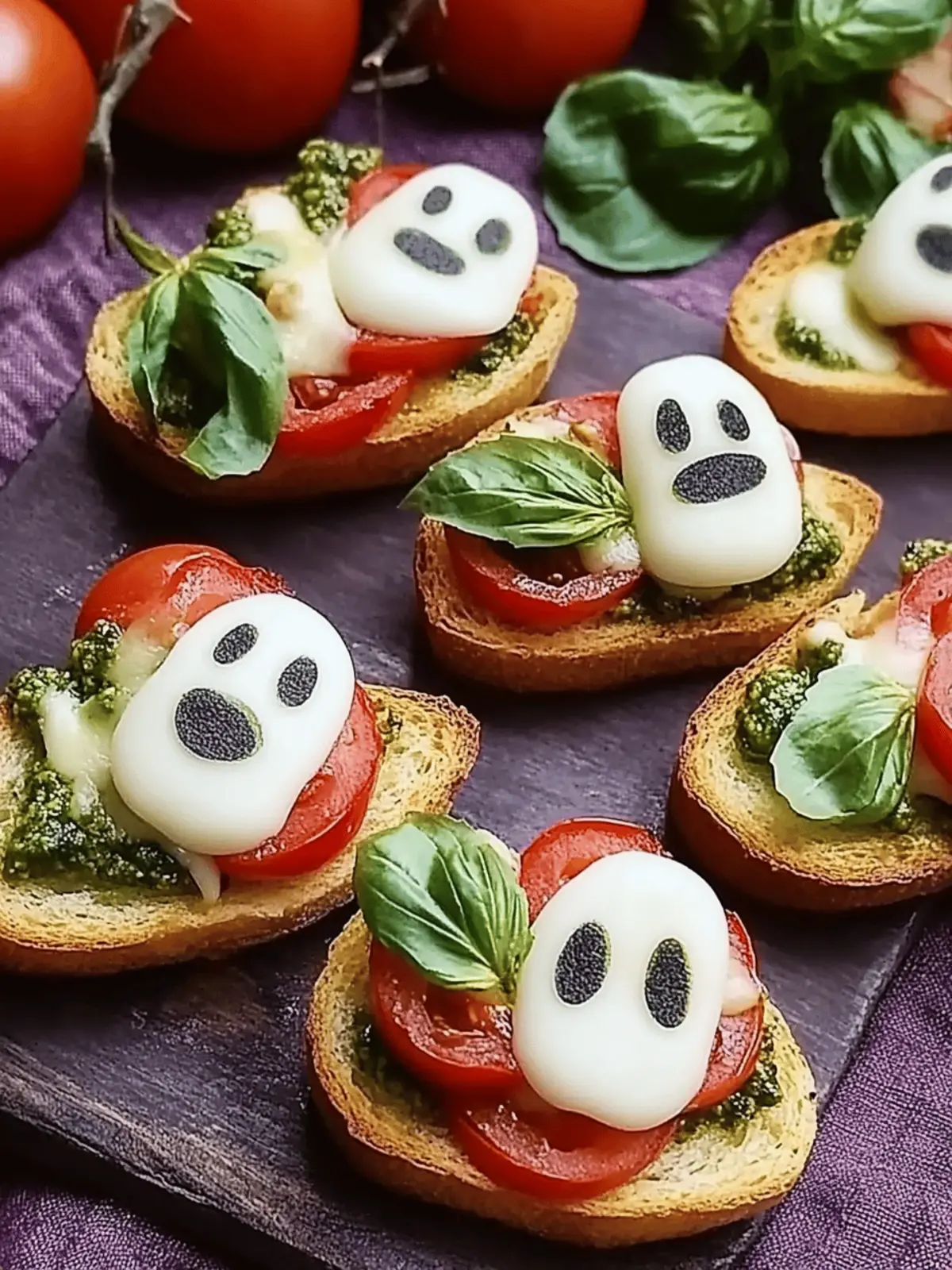 Caprese Crostini Ghosts