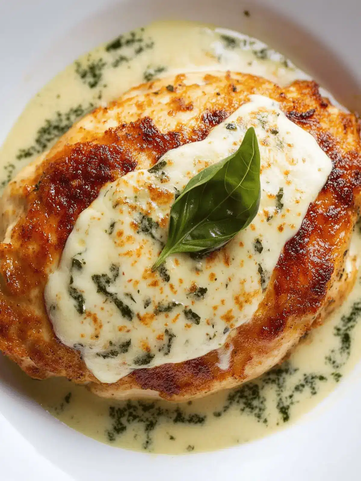 Mozzarella Chicken in Basil Cream Sauce