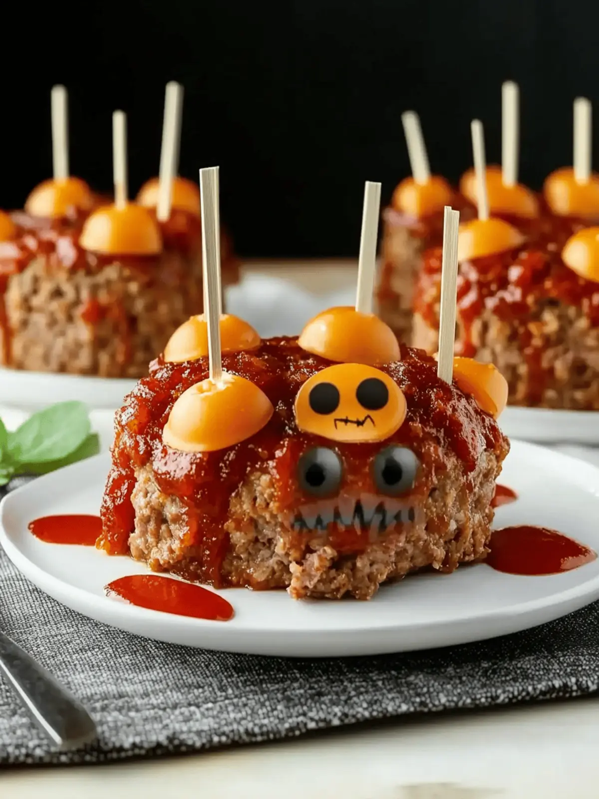Mini Monster Meatloaf Halloween Dinner Recipe