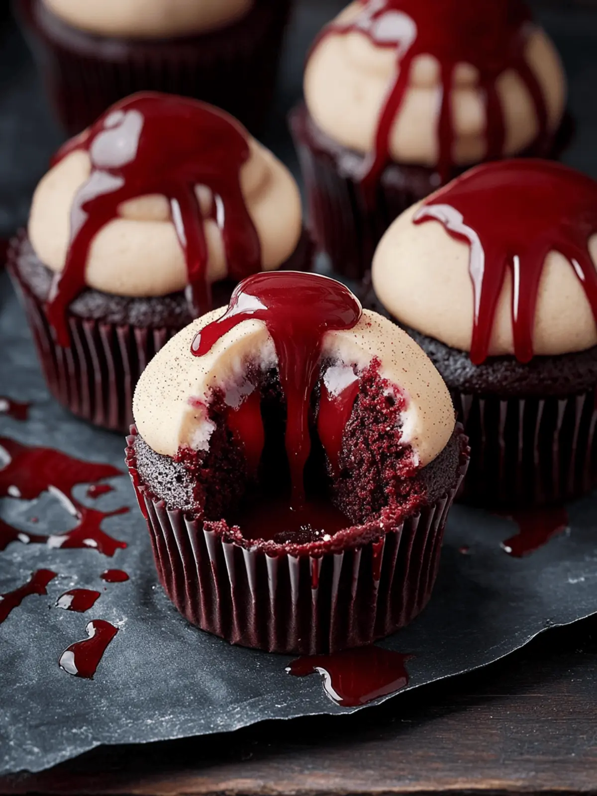 Vampire Bite Halloween Cupcakes