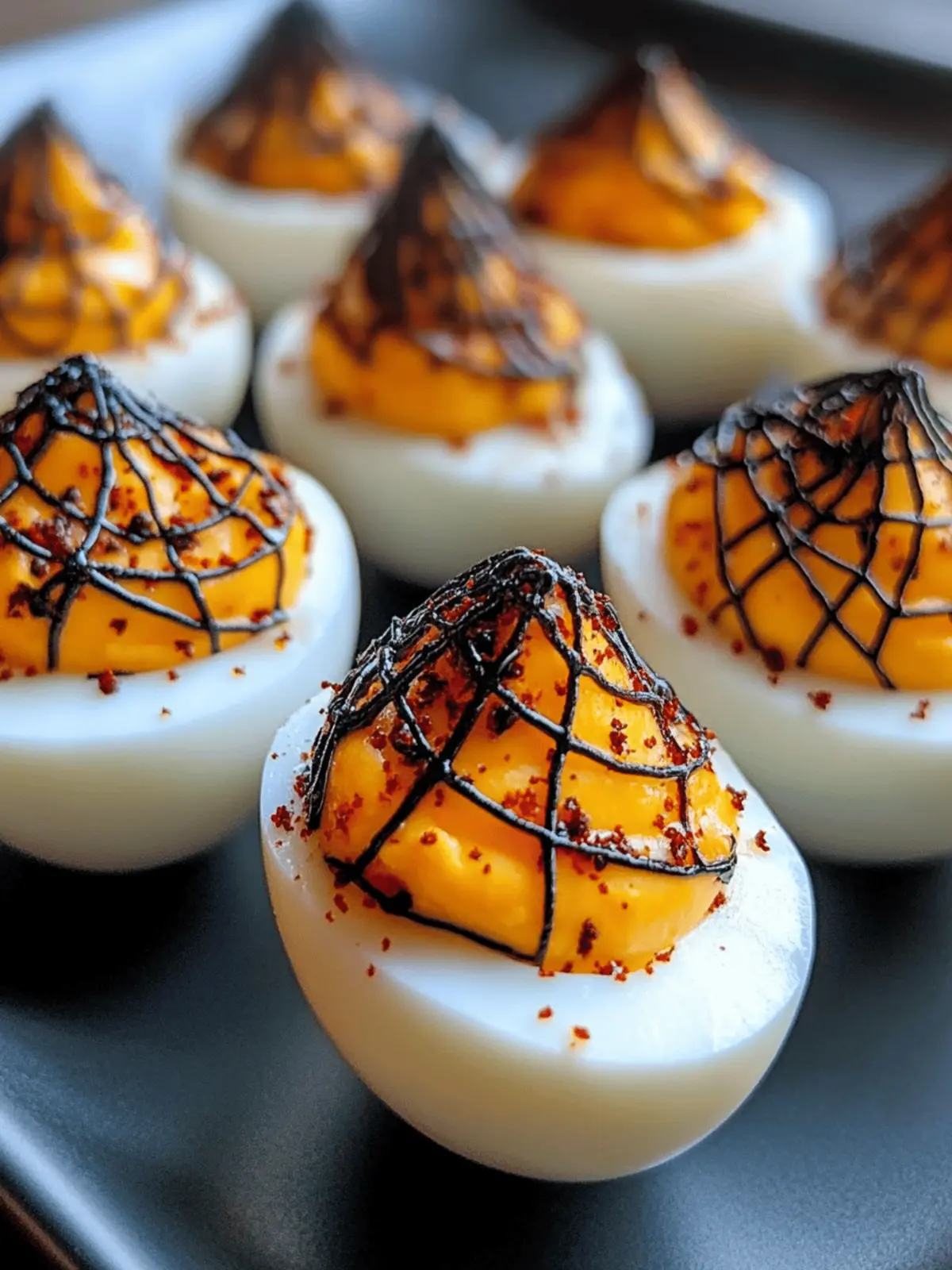Eerie Spooky Spiderweb Deviled Eggs for a Haunted Feast 2 Spooky Spiderweb Deviled Eggs