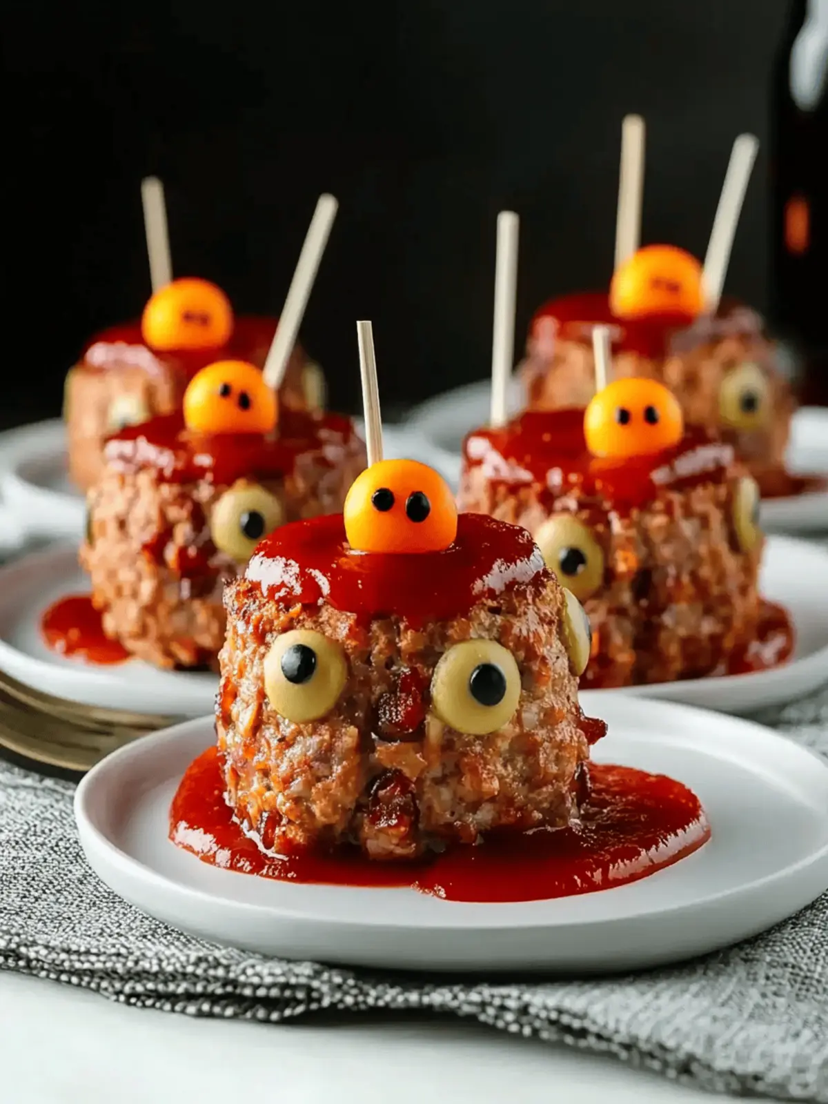 Mini Monster Meatloaf Halloween Dinner Recipe