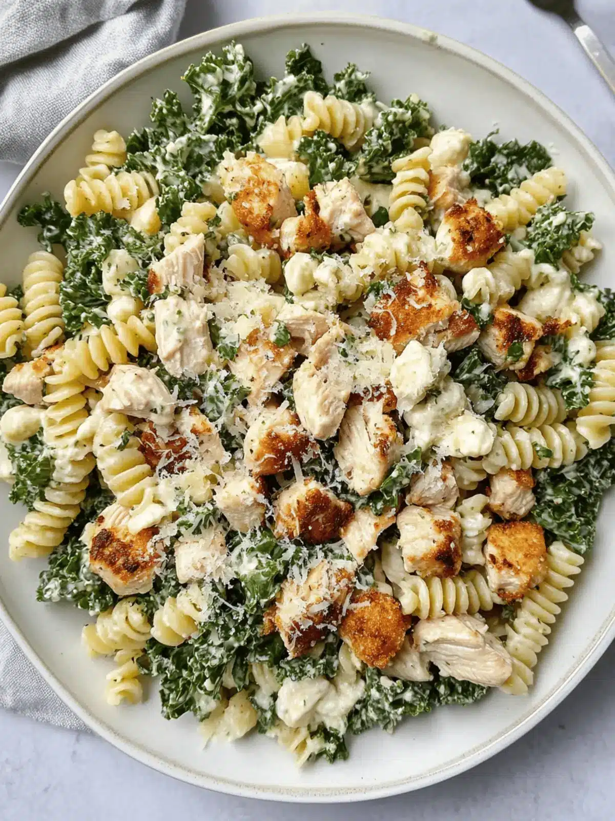 Kale Chicken Caesar Pasta Salad