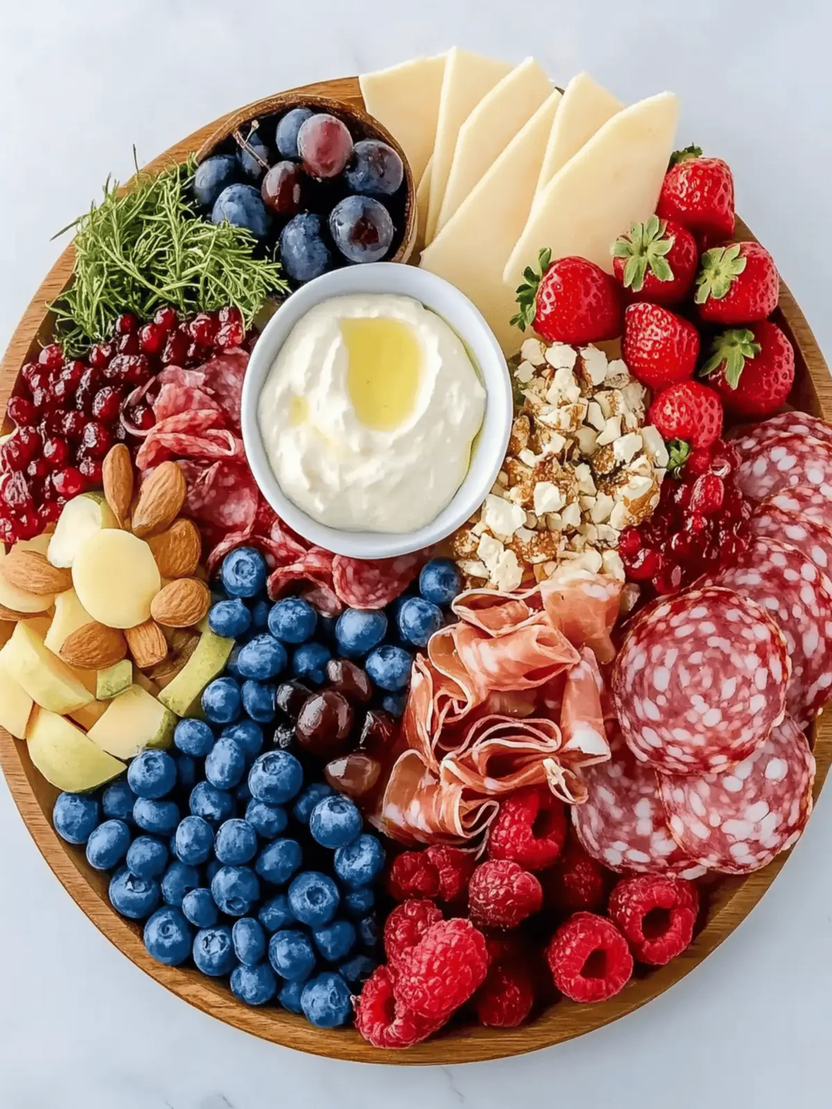 Healthy Red White and Blue Charcuterie Board