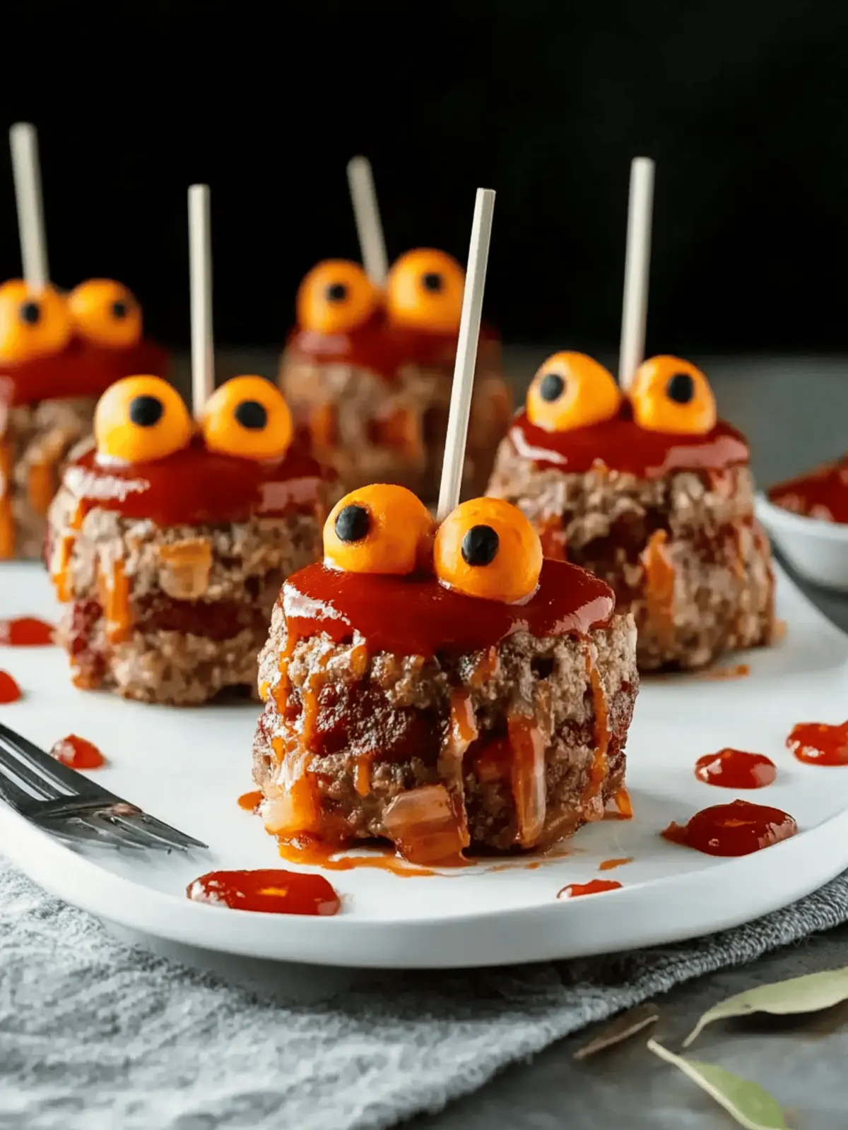 Mini Monster Meatloaf Halloween Dinner Recipe