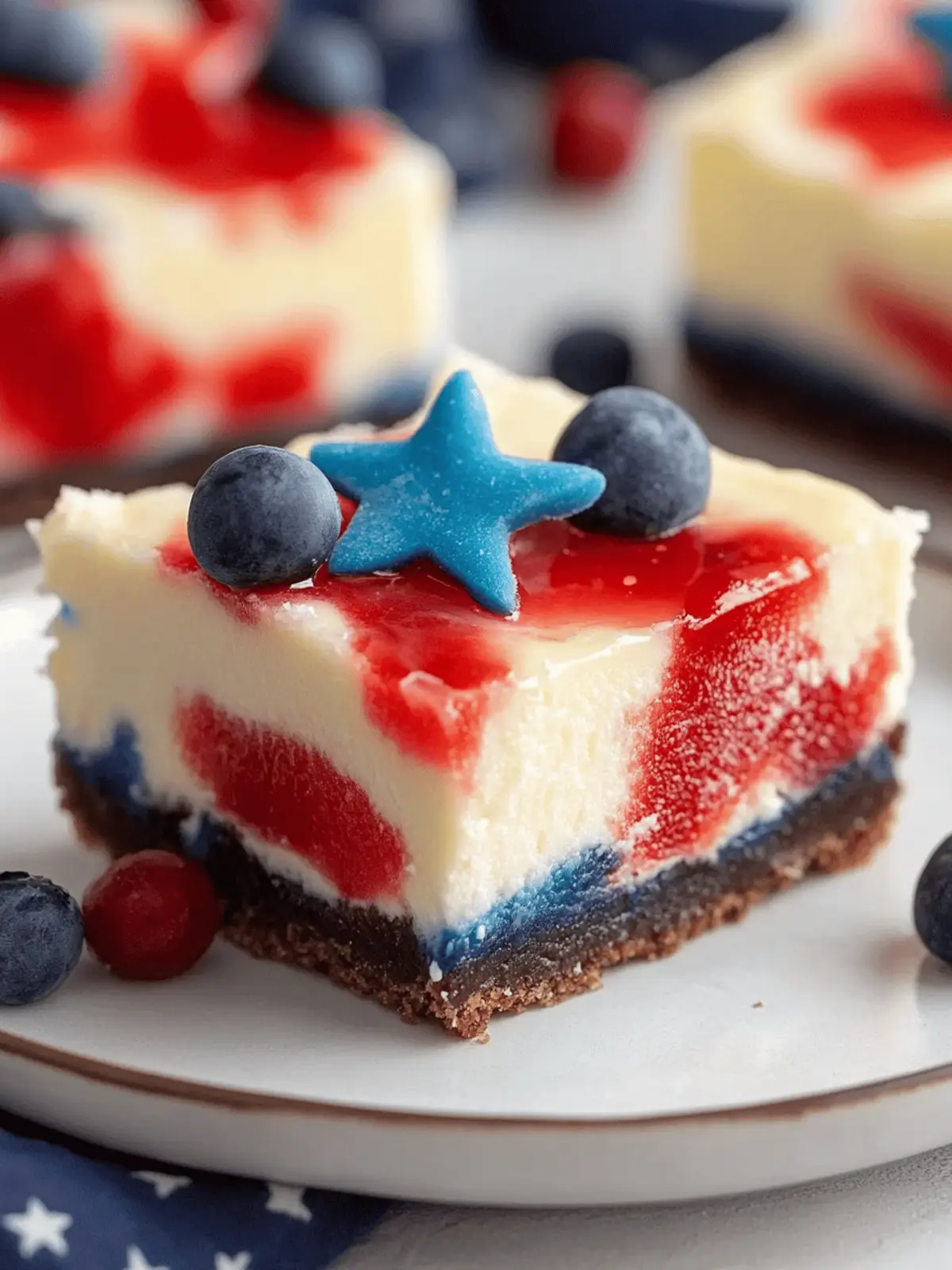 Creamy Red White and Blue Cheesecake Bars