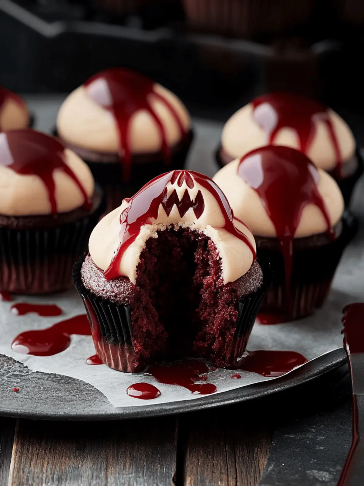 Vampire Bite Halloween Cupcakes