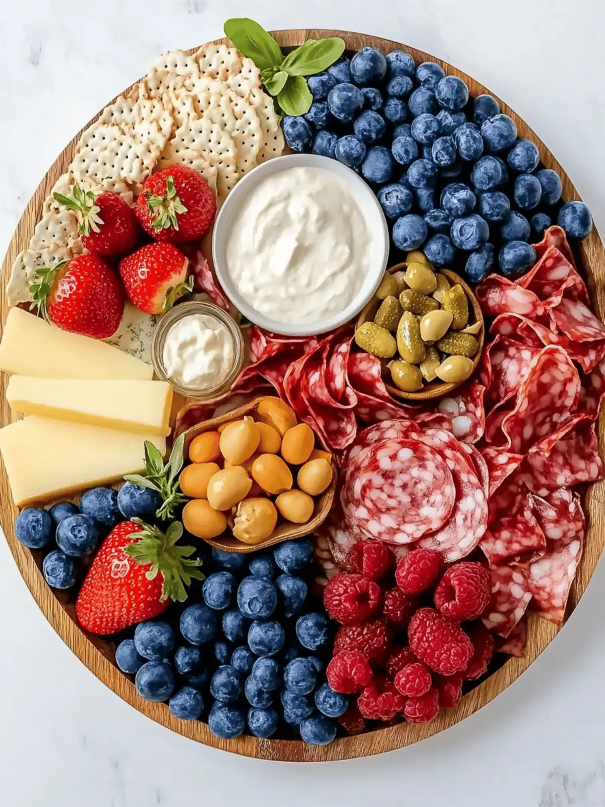 Healthy Red White and Blue Charcuterie Board