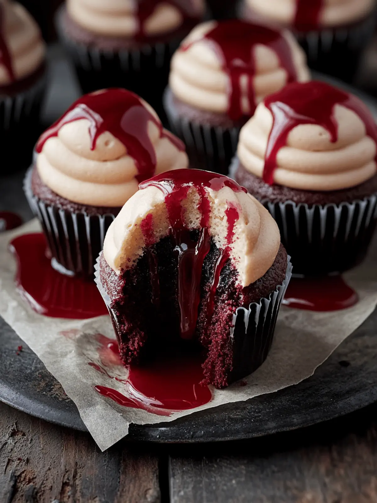 Vampire Bite Halloween Cupcakes