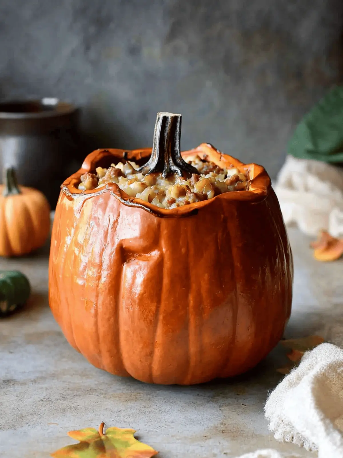 Savory Stuffed Pumpkin Recipe- A Creamy Sausage & Rice Dinner in a Pumpkin