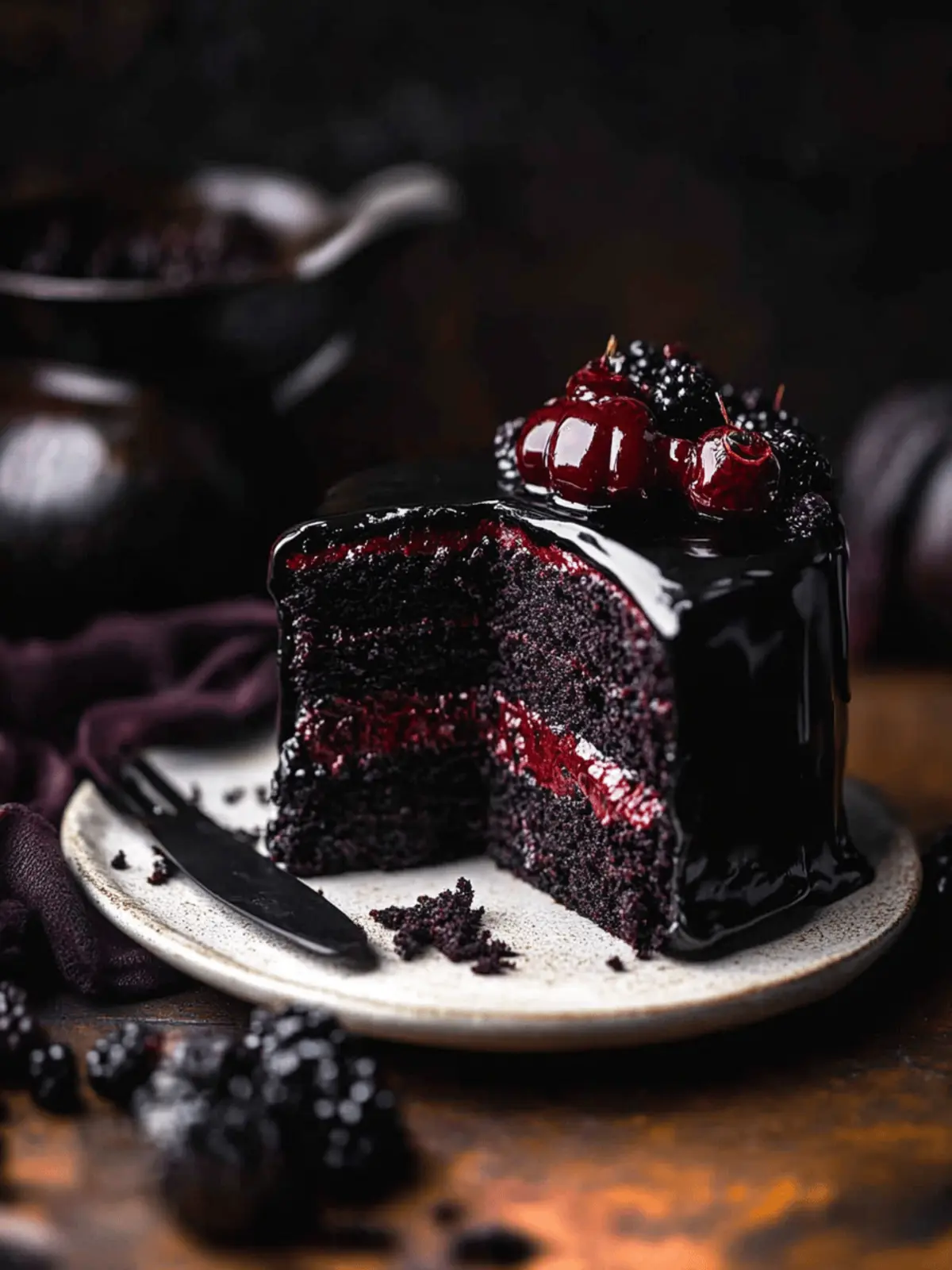 Black Velvet Halloween Cake