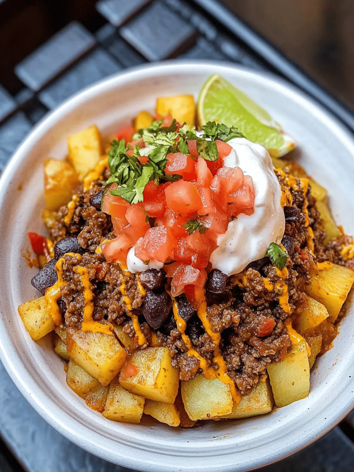 Ground Beef and Potato Taco Bowl