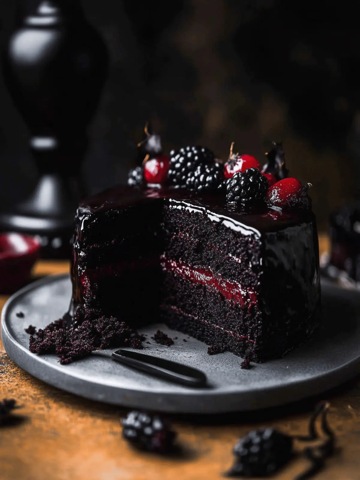 Black Velvet Halloween Cake