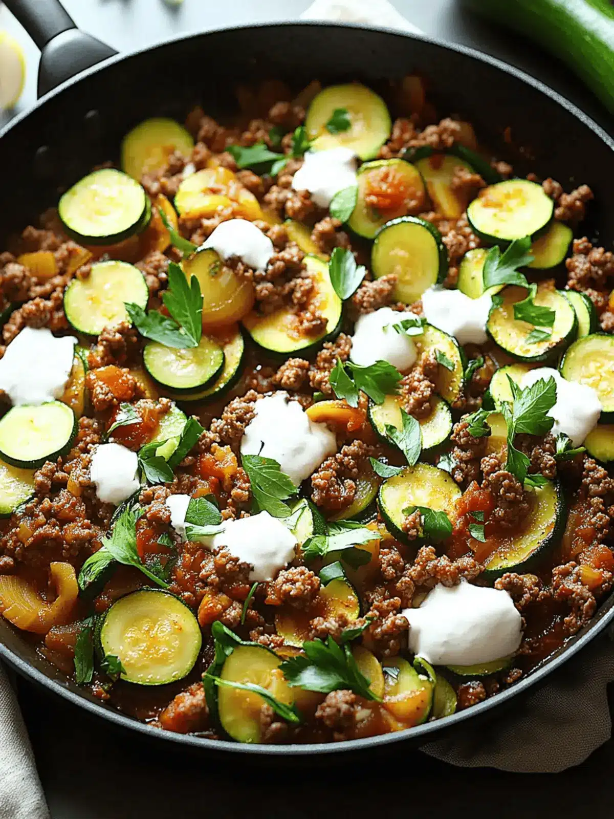 Zucchini and Ground Beef Skillet